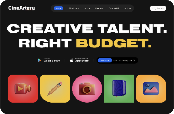 CineArtery Website Mockup